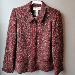 NEW Sag Harbor Womens Full Zip Jacket Collared Confetti Tweed Vintage Sz 8